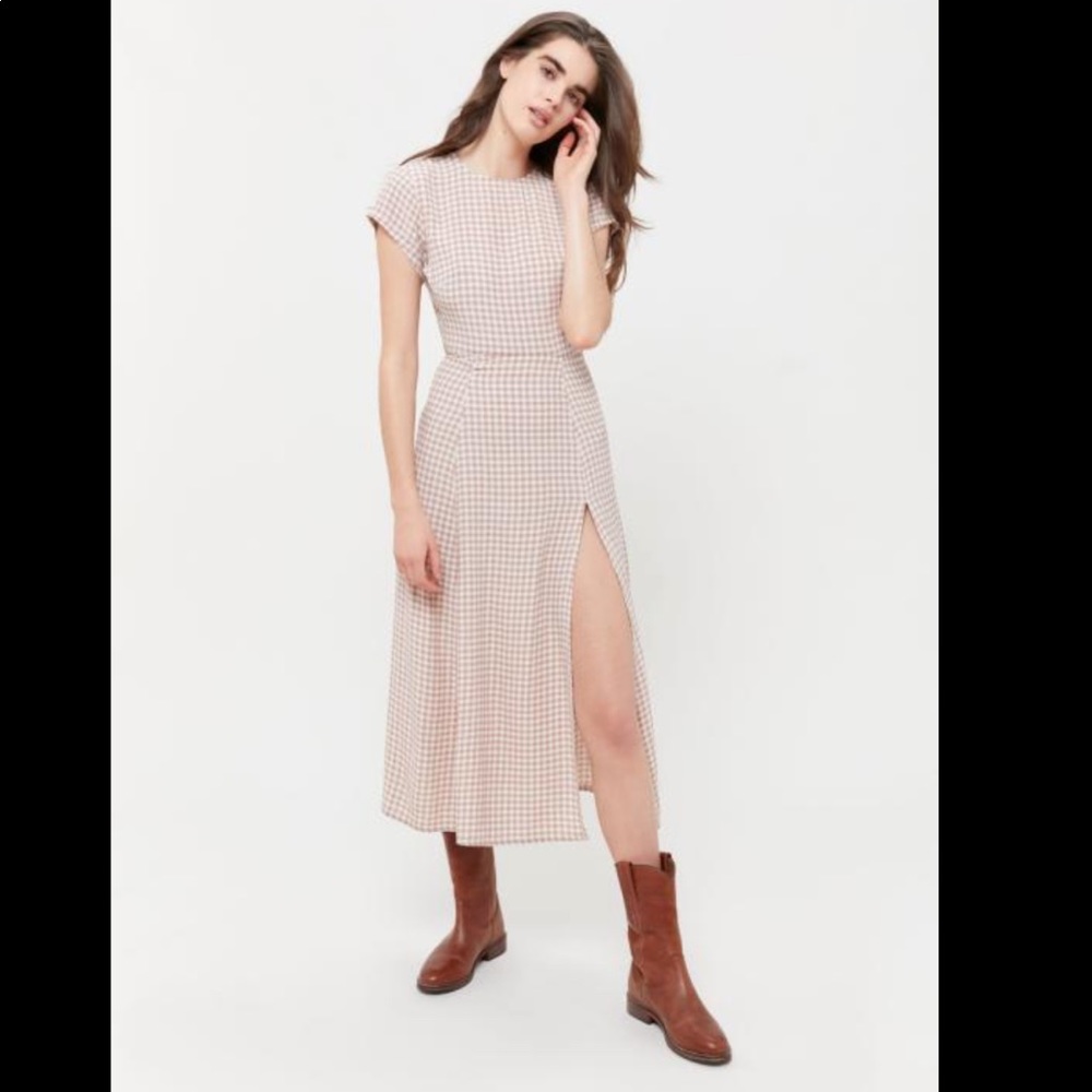 Urban outfitters Lindsey Cap-Sleeve Side-Slit Midi Dress